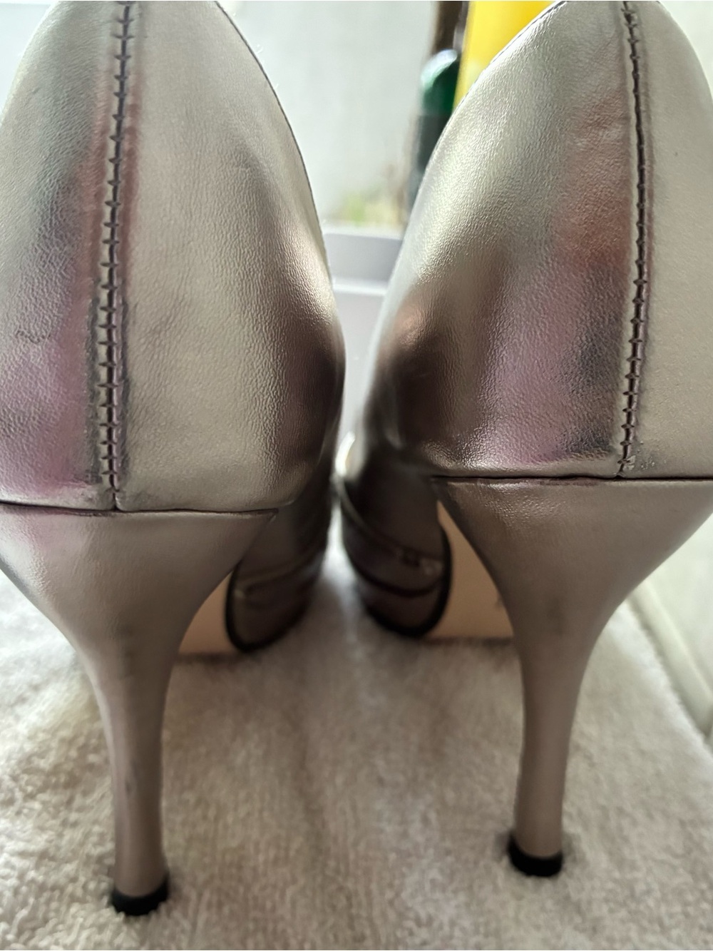 Caparros Metallic Rose Heels with Crystal-Trim Peep Toe 6 1/2 - Picture 6 of 9